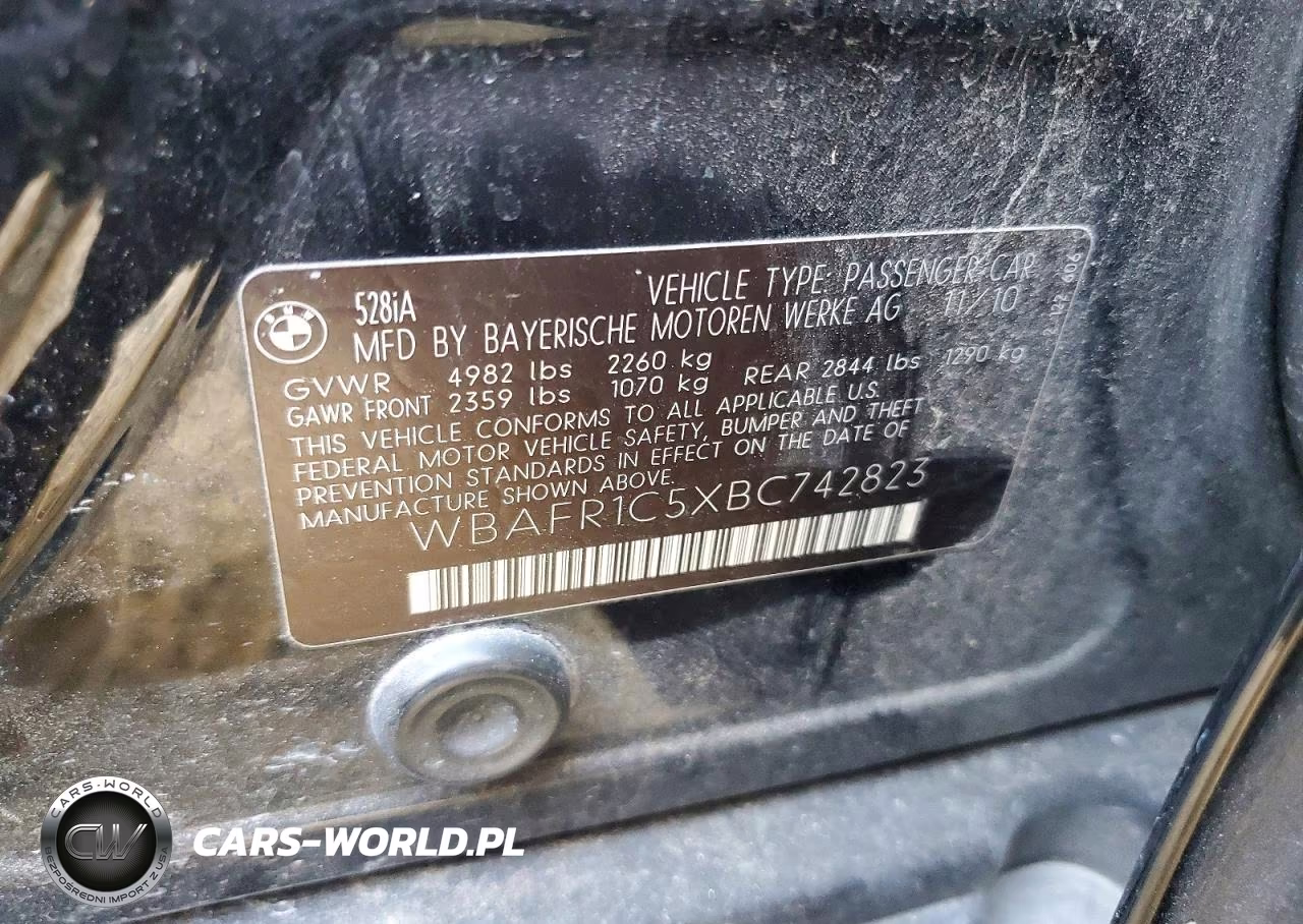 2011 BMW 528 I VIN:WBAFR1C5XBC742823 - 12