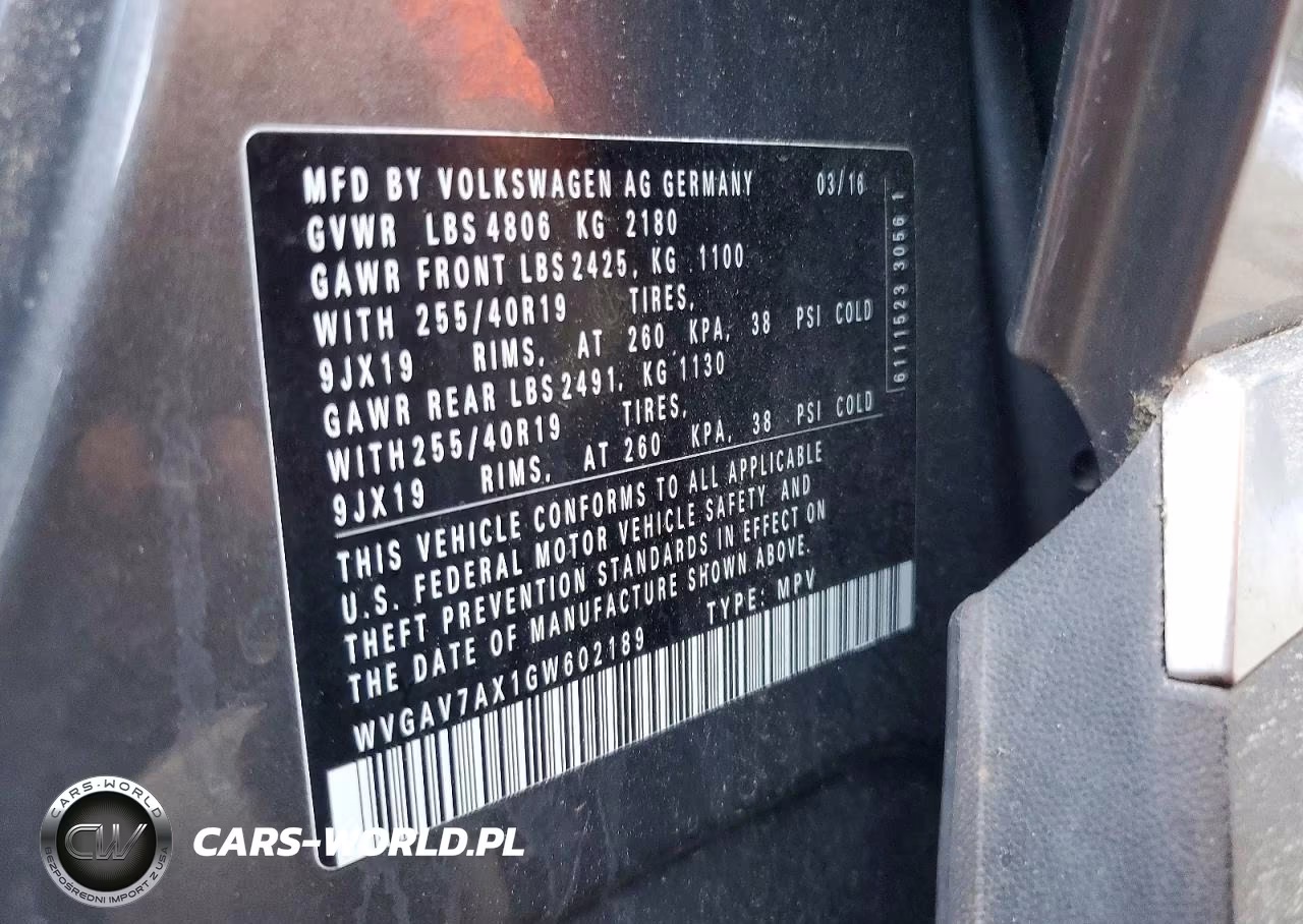 2016 Volkswagen Tiguan S VIN:WVGAV7AX1GW602189 - 12