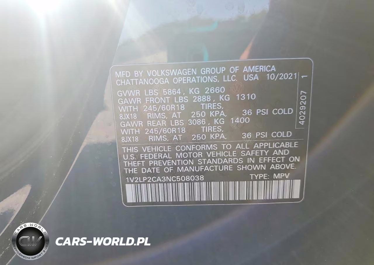 2022 Volkswagen Atlas Se VIN:1V2LP2CA3NC508038 - 13