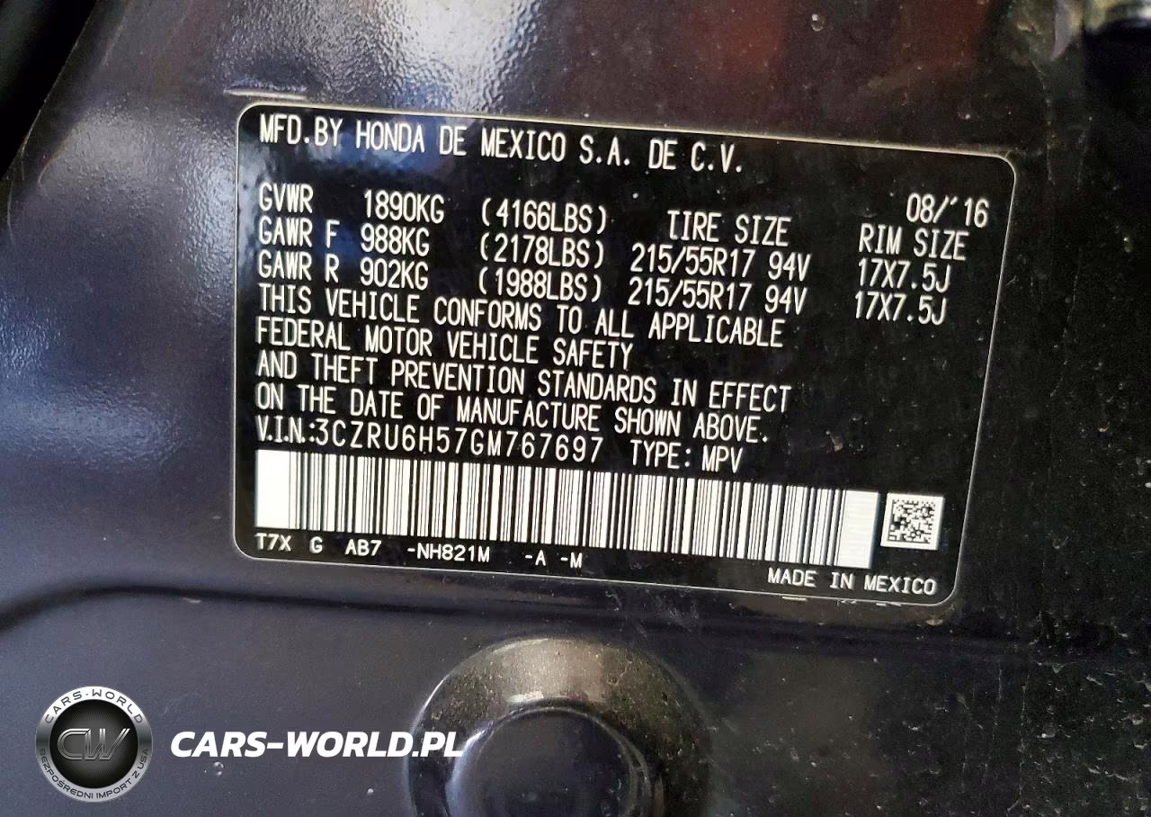 2016 Honda Hr-V Ex VIN:3CZRU6H57GM767697 - 14