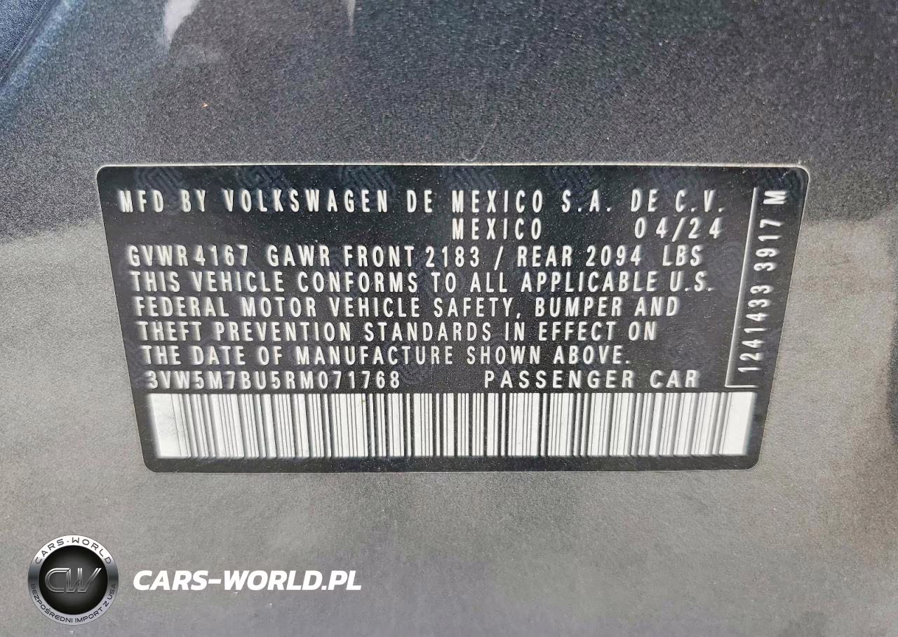 2024 Volkswagen Jetta S VIN:3VW5M7BU5RM071768 - 12