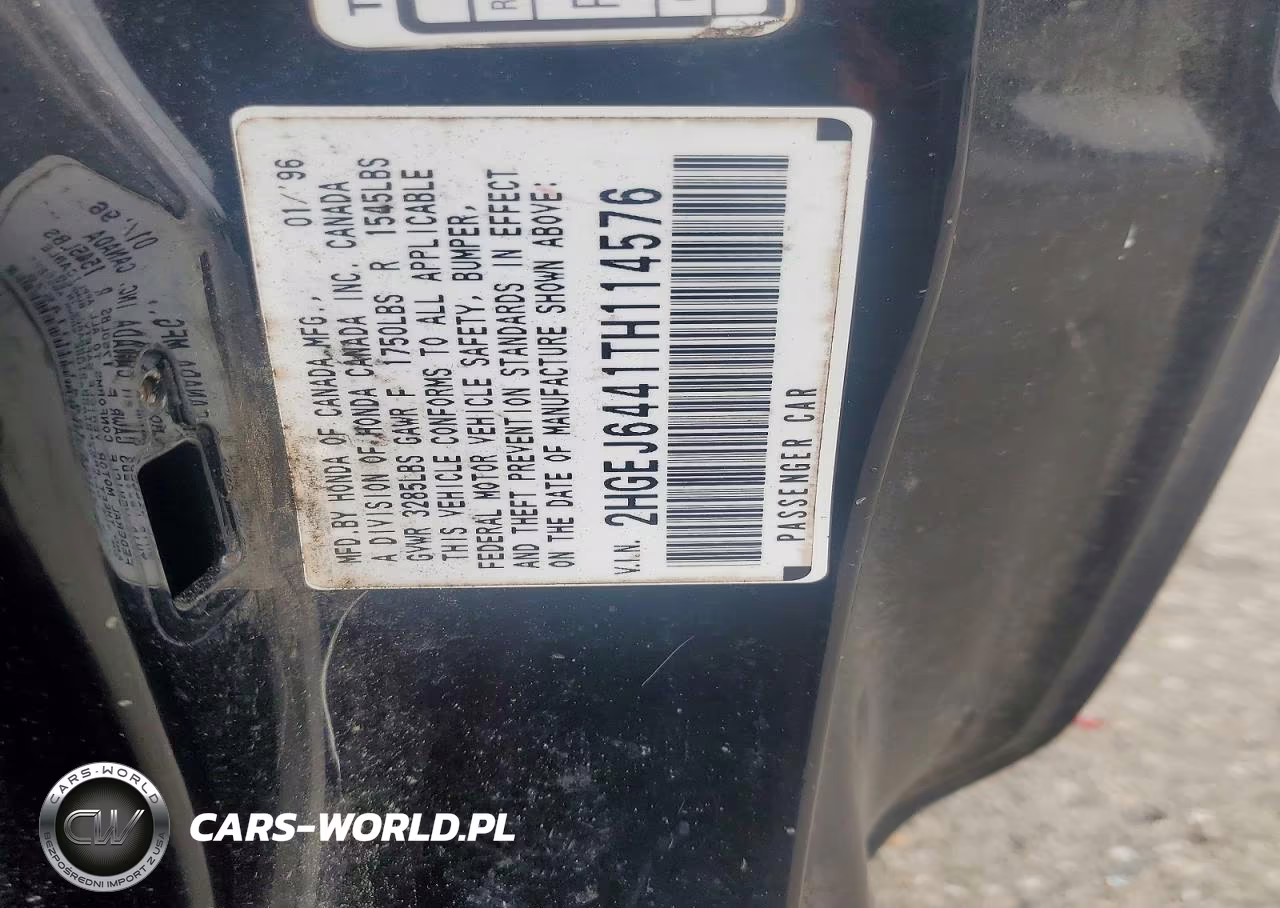 1996 Honda Civic Dx VIN:2HGEJ6441TH114576 - 12