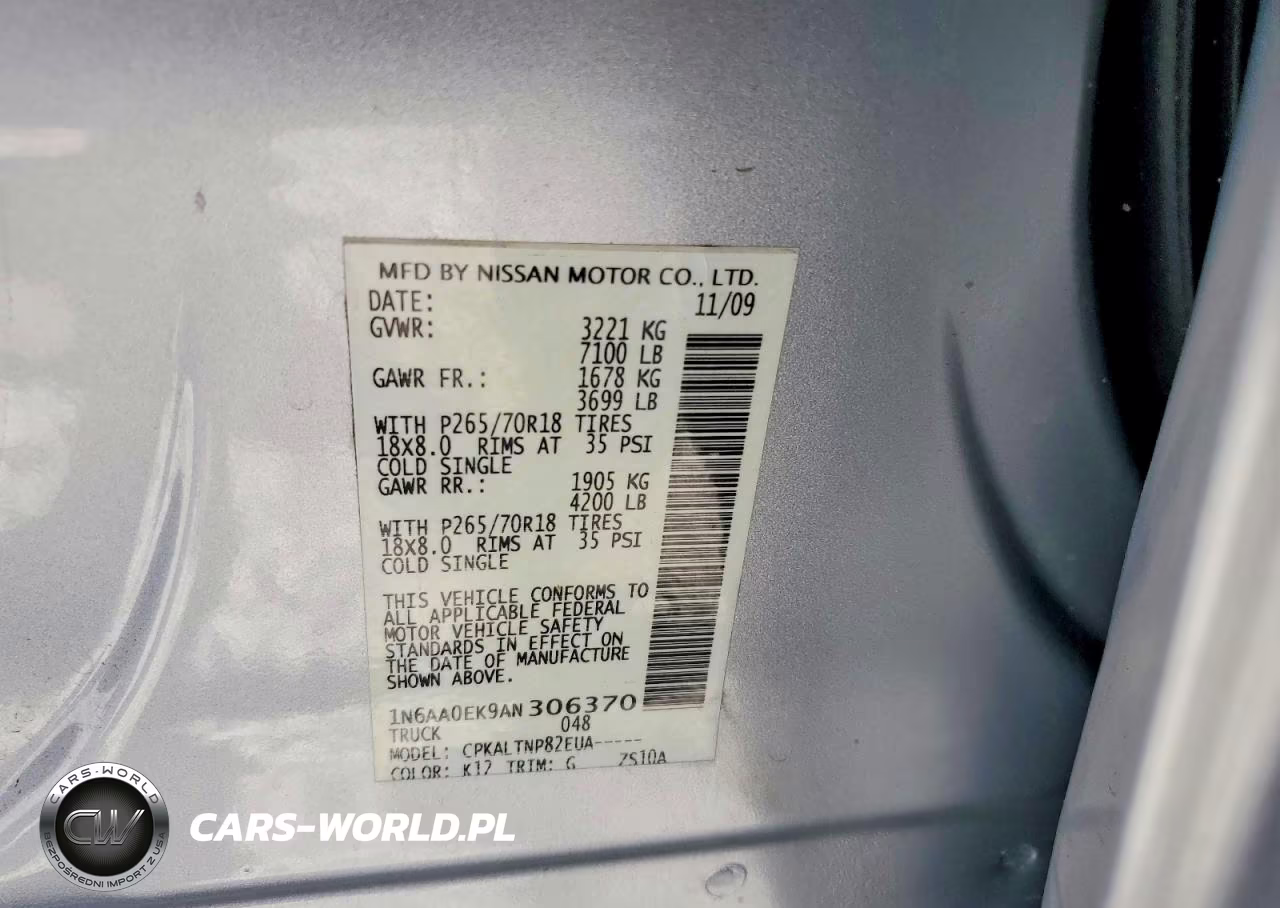 2010 Nissan Titan Xe VIN:1N6AA0EK9AN306370 - 12