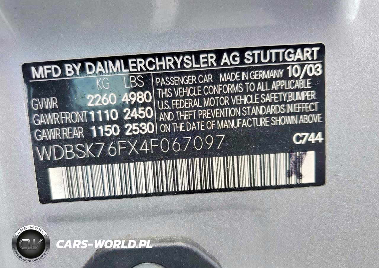 2004 Mercedes-Benz Sl 600 VIN:WDBSK76FX4F067097 - 12