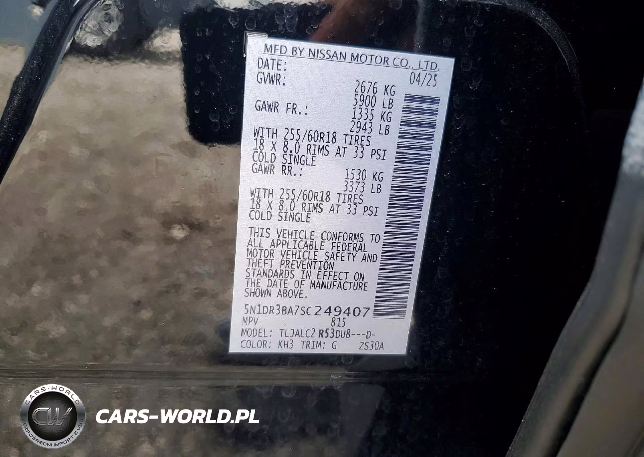 2025 Nissan Pathfinder Sv VIN:5N1DR3BA7SC249407 - 13