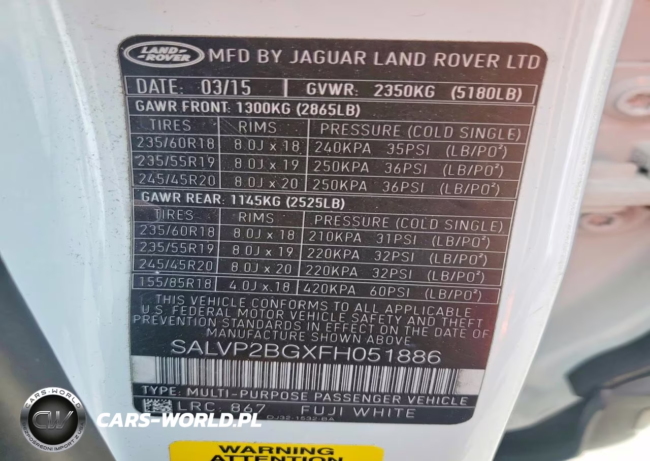 2015 Land Rover Range Rover Evoque Pure Plus VIN:SALVP2BGXFH051886 - 14