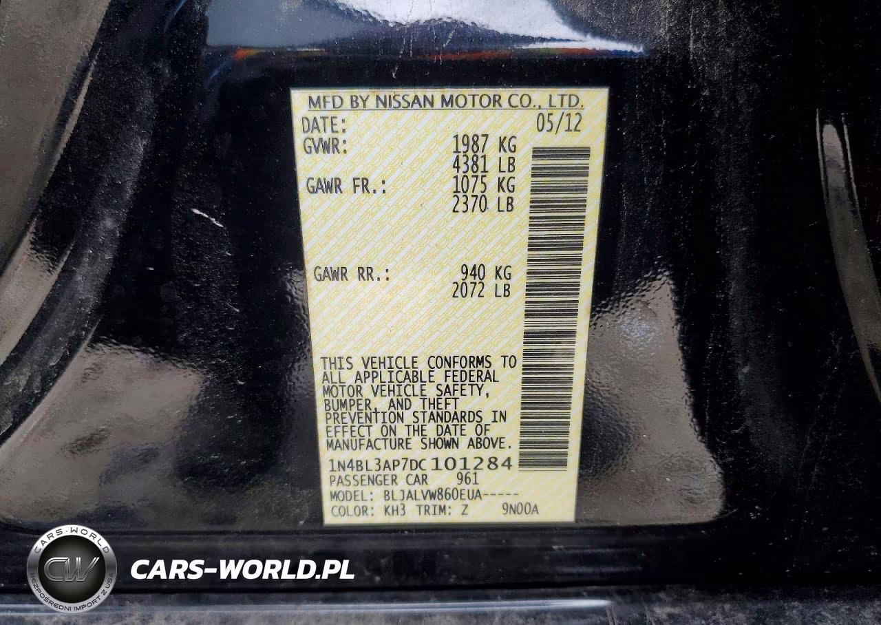 2013 Nissan Altima 3.5S-3.5Sv-3.5Sl VIN:1N4BL3AP7DC101284 - 13