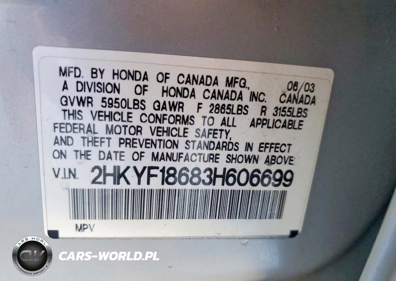 2003 Honda Pilot Exl VIN:2HKYF18683H606699 - 13