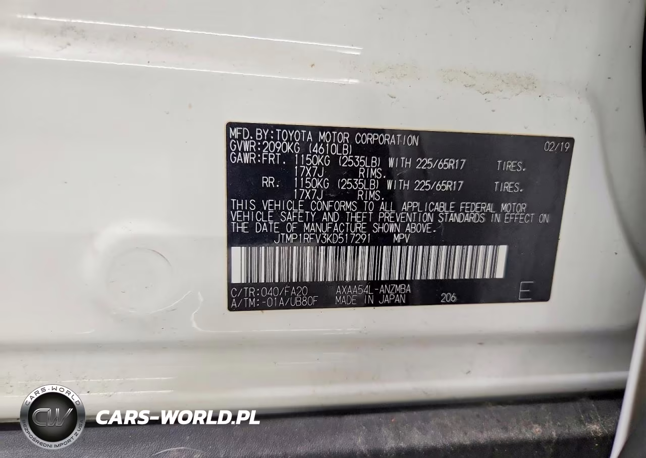 2019 Toyota Rav4 Xle VIN:JTMP1RFV3KD517291 - 12