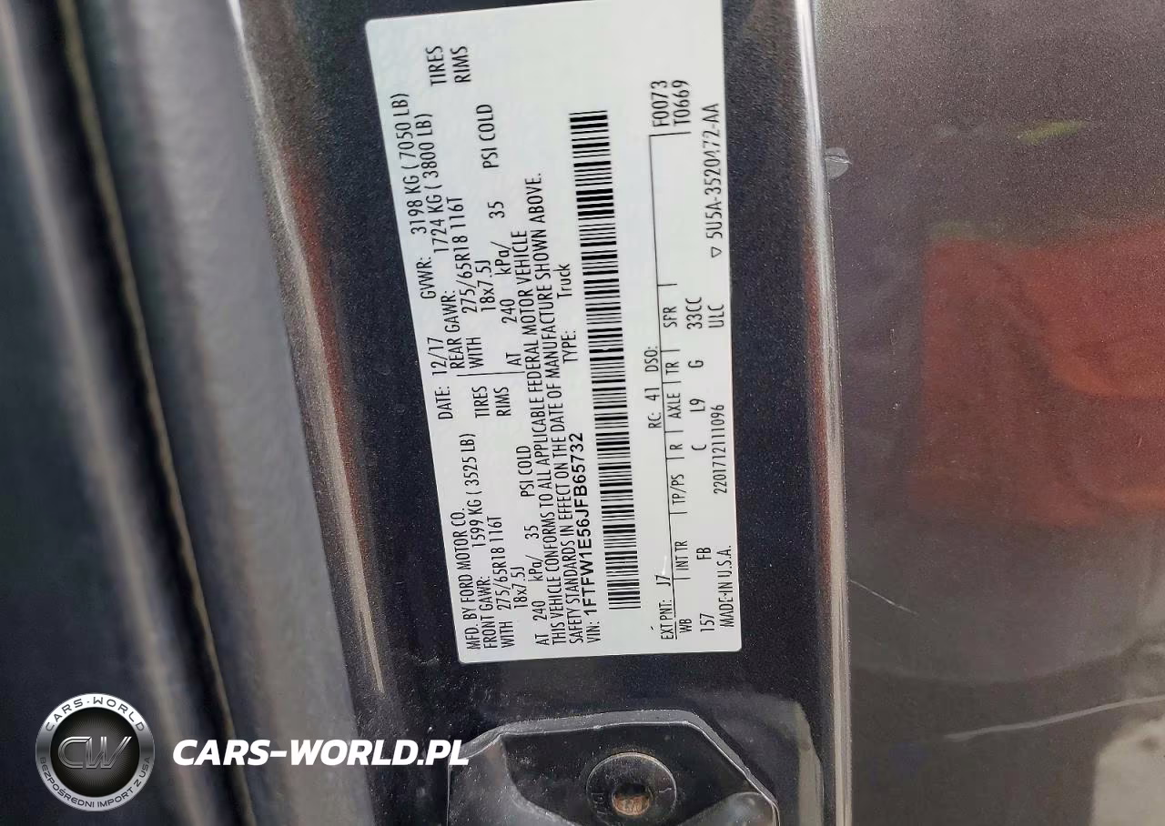 2018 Ford F150 Supercrew VIN:1FTFW1E56JFB65732 - 12
