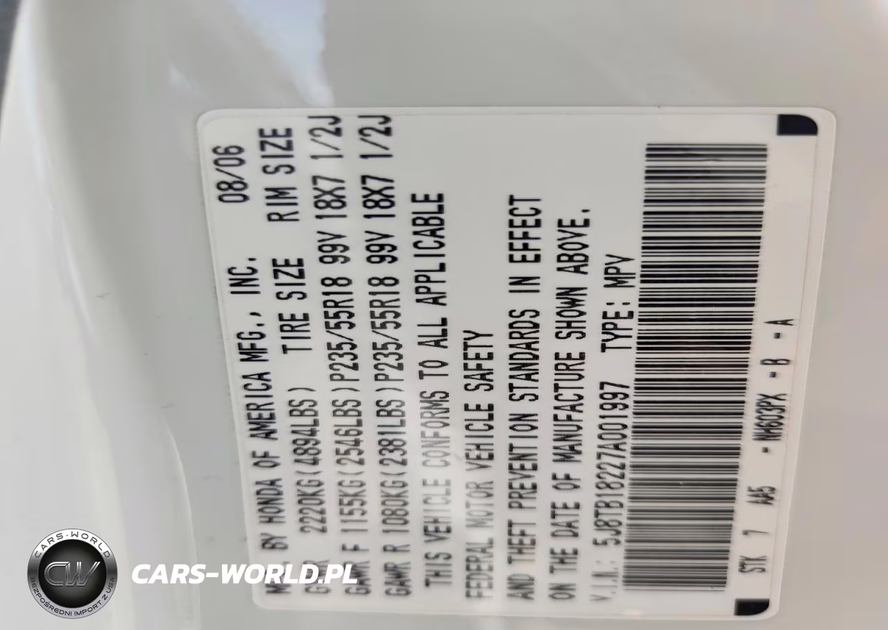 2007 Acura Rdx VIN:5J8TB18227A001997 - 13
