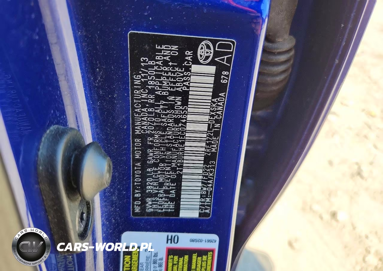 2014 Toyota Corolla S Plus VIN:2T1BURHE1EC074655 - 12