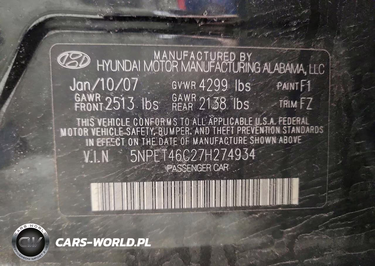 2007 Hyundai Sonata Gls VIN:5NPET46C27H274934 - 12