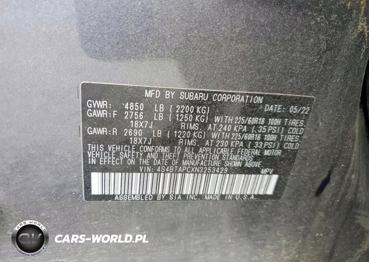 2022 Subaru Outback Touring VIN:4S4BTAPCXN3253429 - 13