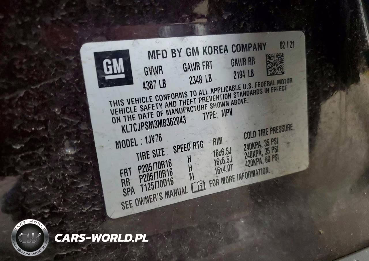 2021 Chevrolet Trax 1Lt VIN:KL7CJPSM3MB362043 - 12