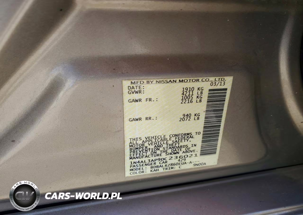 2013 Nissan Altima 2.5 VIN:1N4AL3AP9DC236021 - 12
