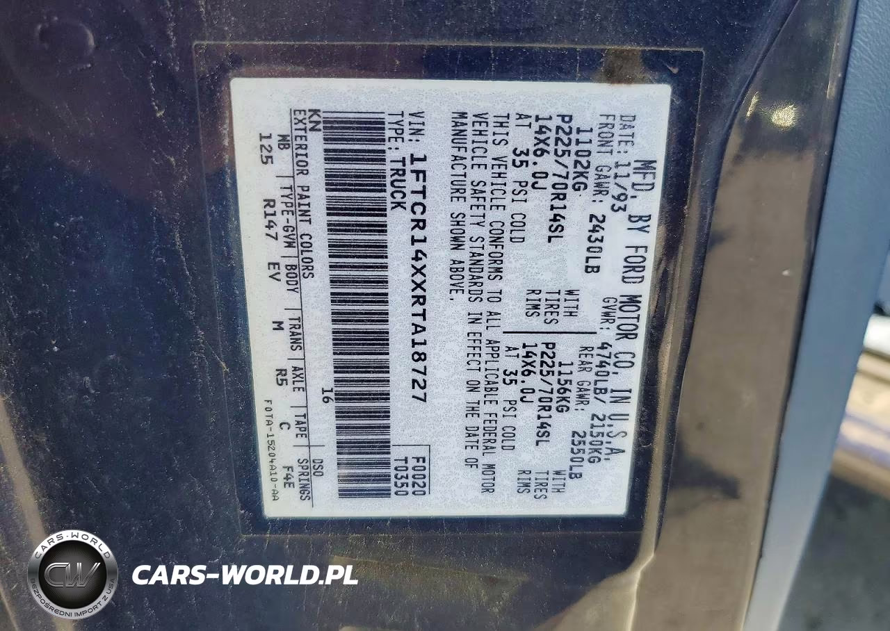 1994 Ford Ranger VIN:1FTCR14XXRTA18727 - 12