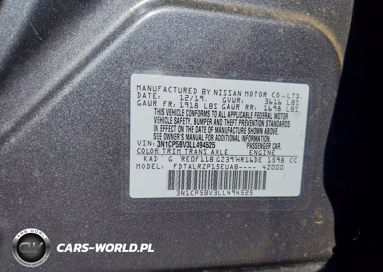 2020 Nissan Kicks S VIN:3N1CP5BV3LL494525 - 12