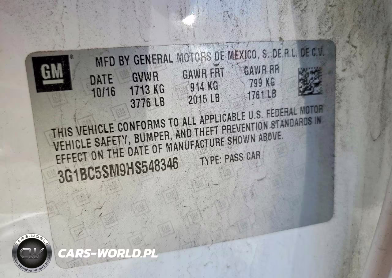 2017 Chevrolet Cruze Ls VIN:3G1BC5SM9HS548346 - 12