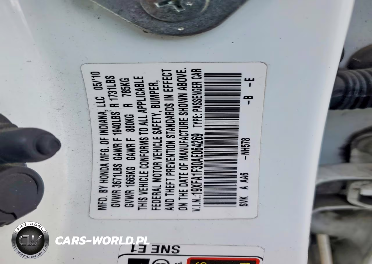 2010 Honda Civic Vp VIN:19XFA1F30AE064269 - 12