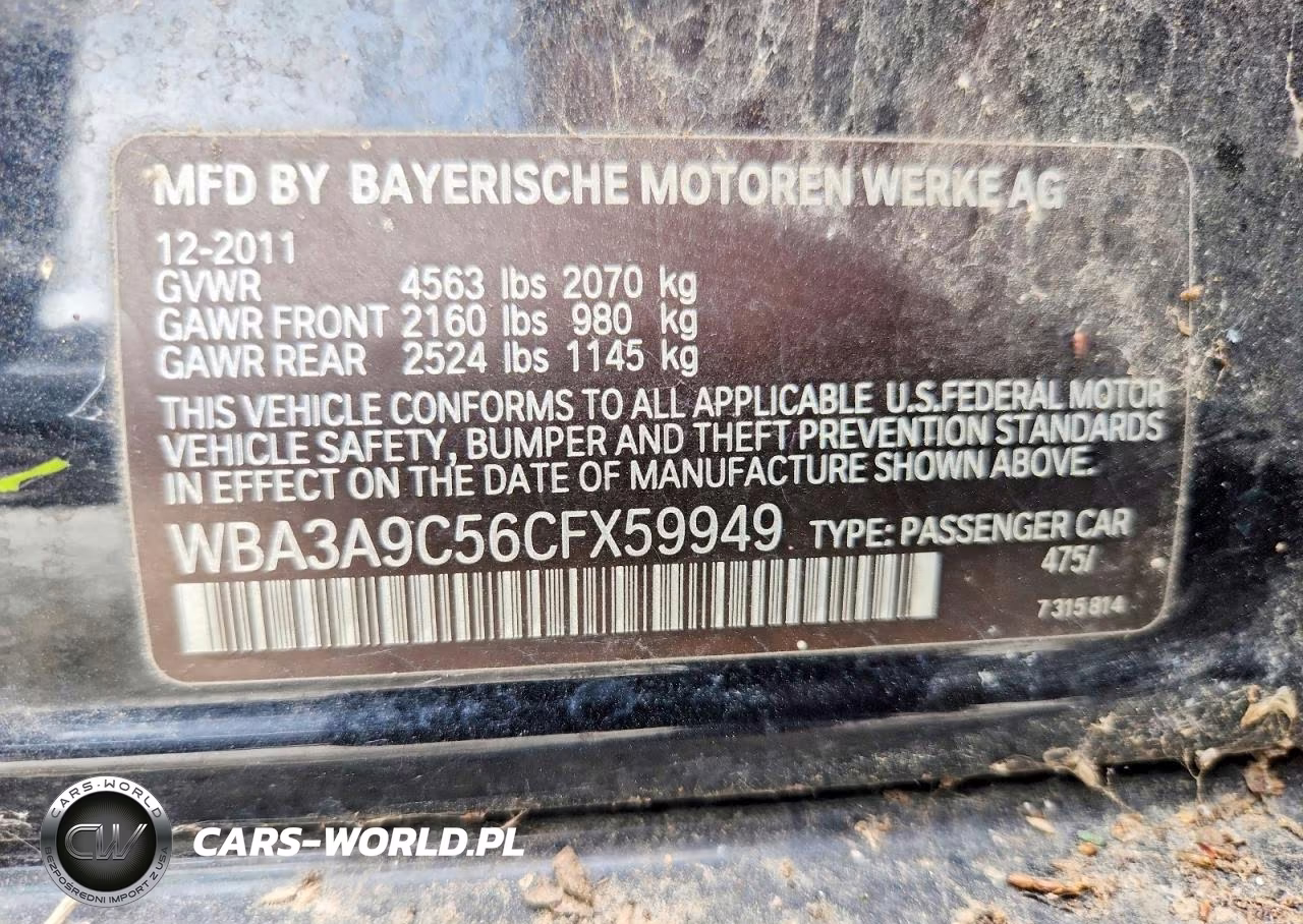 2012 BMW 335 I VIN:WBA3A9C56CFX59949 - 12