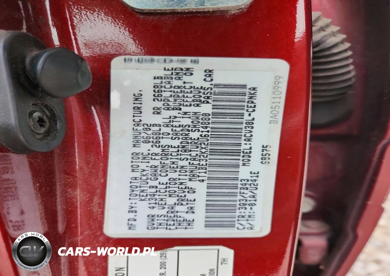 2002 Toyota Camry Le VIN:4T1BE32KX2U614880 - 12