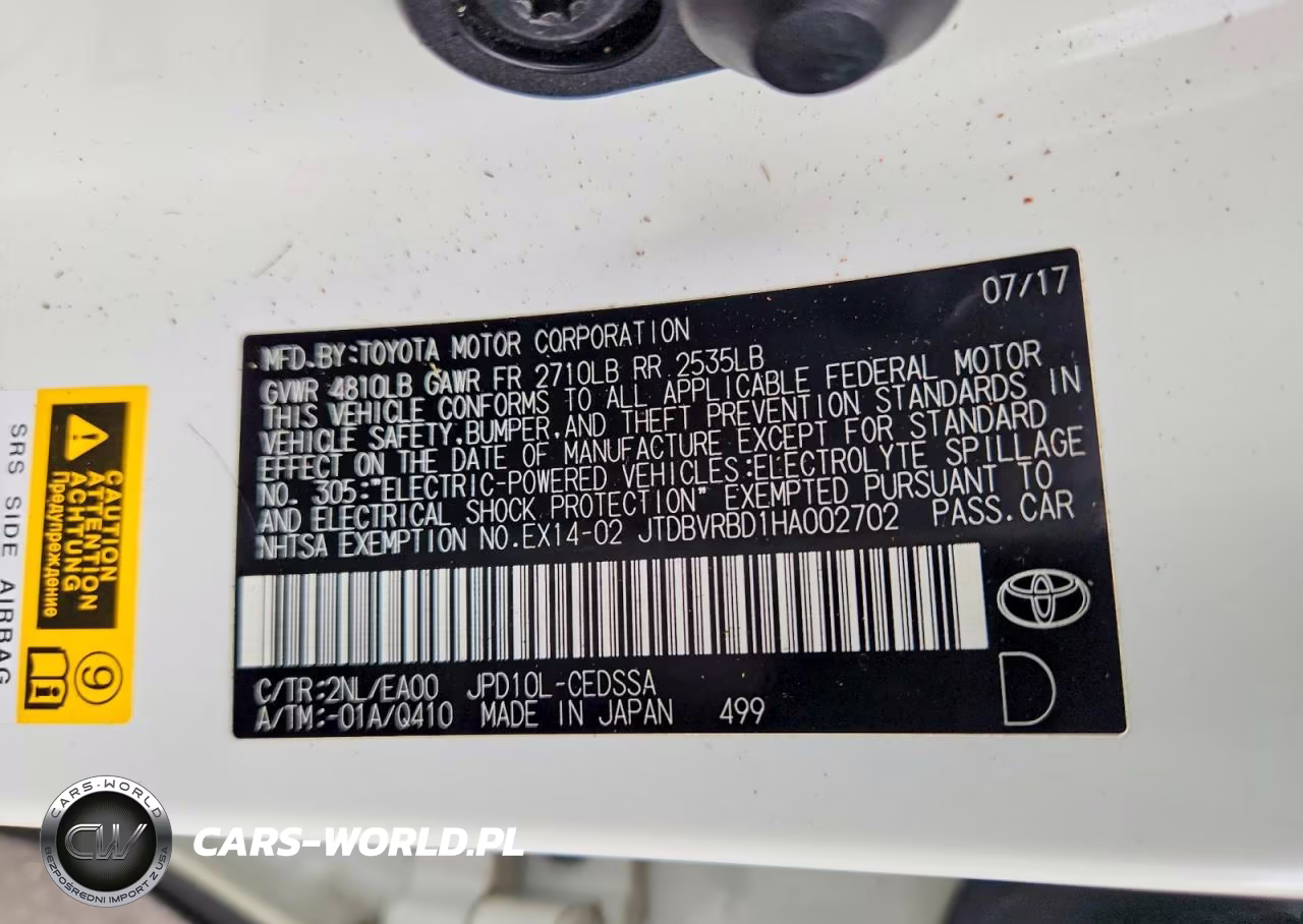 2017 Toyota Mirai Base VIN:JTDBVRBD1HA002702 - 12