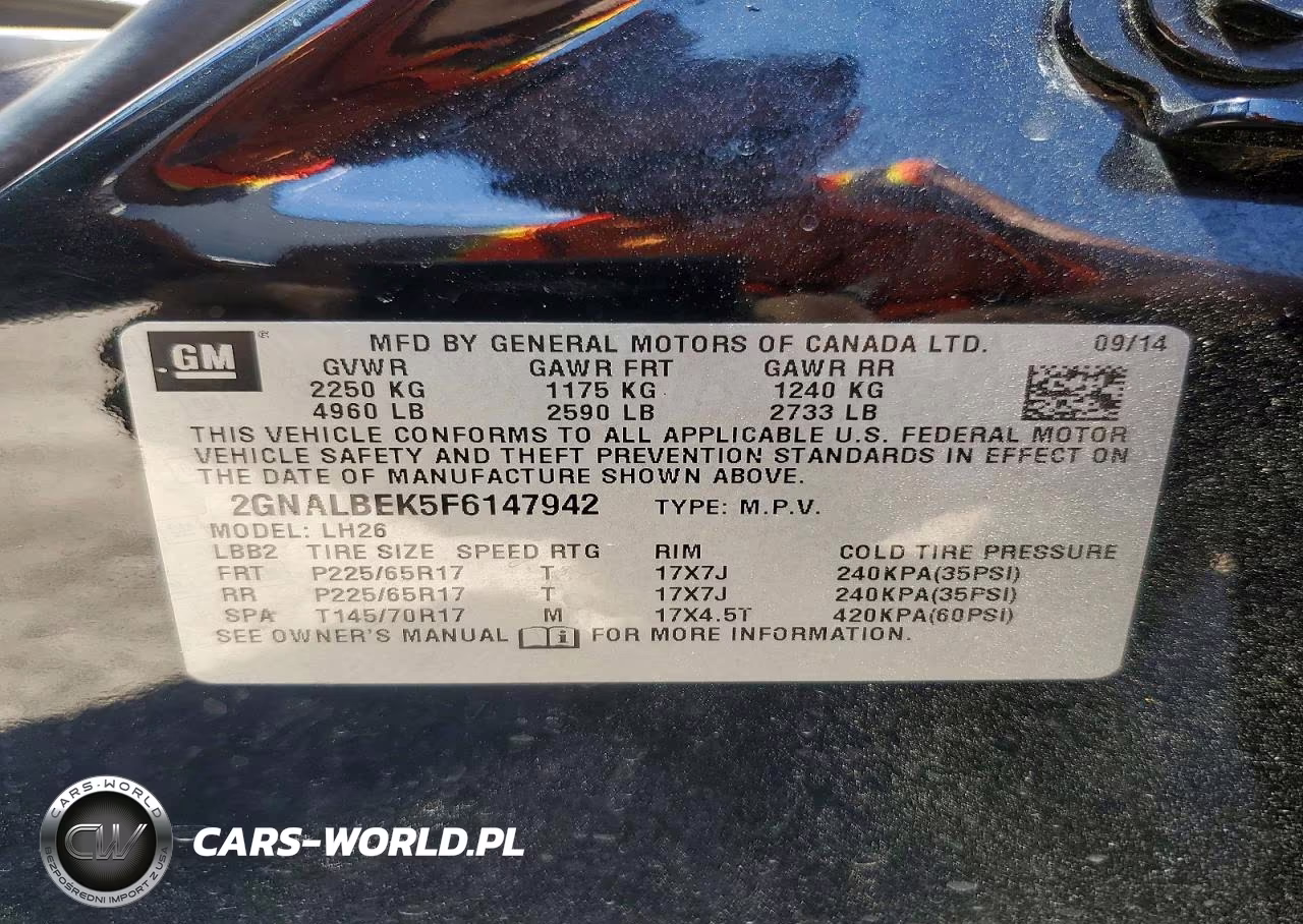 2015 Chevrolet Equinox Lt VIN:2GNALBEK5F6147942 - 13