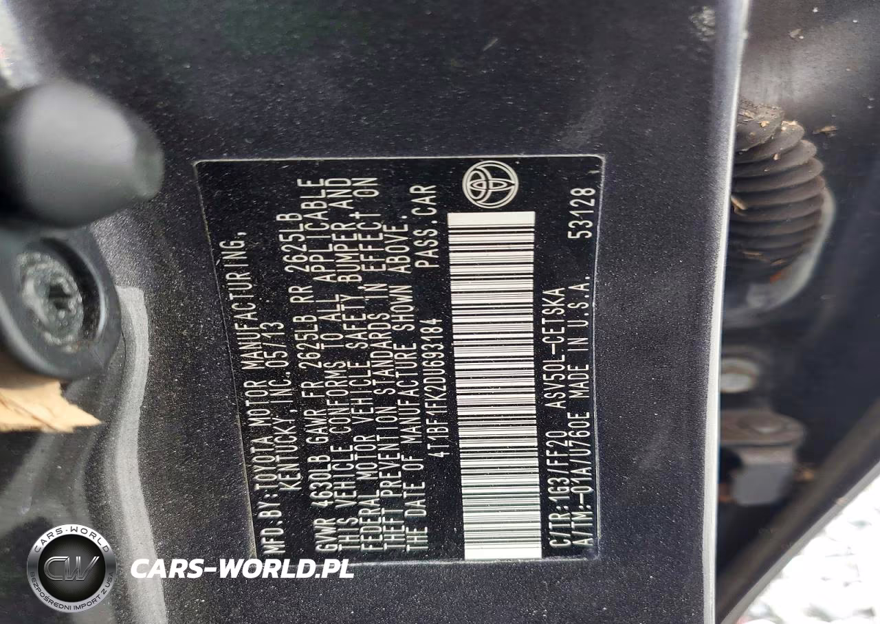 2013 Toyota Camry Se VIN:4T1BF1FK2DU693184 - 12