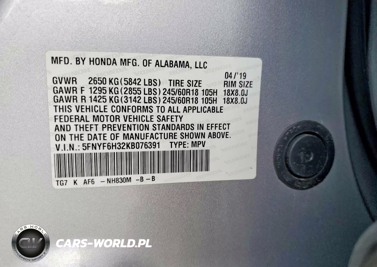 2019 Honda Pilot Ex VIN:5FNYF6H32KB076391 - 13