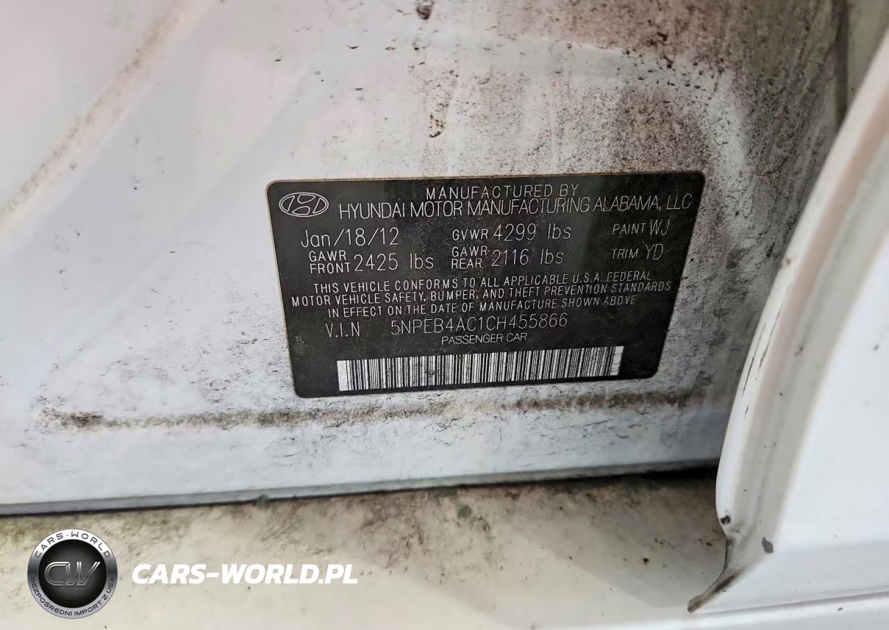 2012 Hyundai Sonata Gls VIN:5NPEB4AC1CH455866 - 12