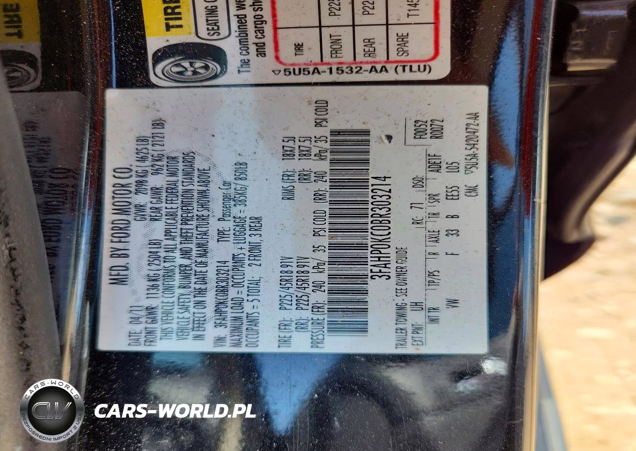 2011 Ford Fusion Sport VIN:3FAHP0KC0BR303214 - 12