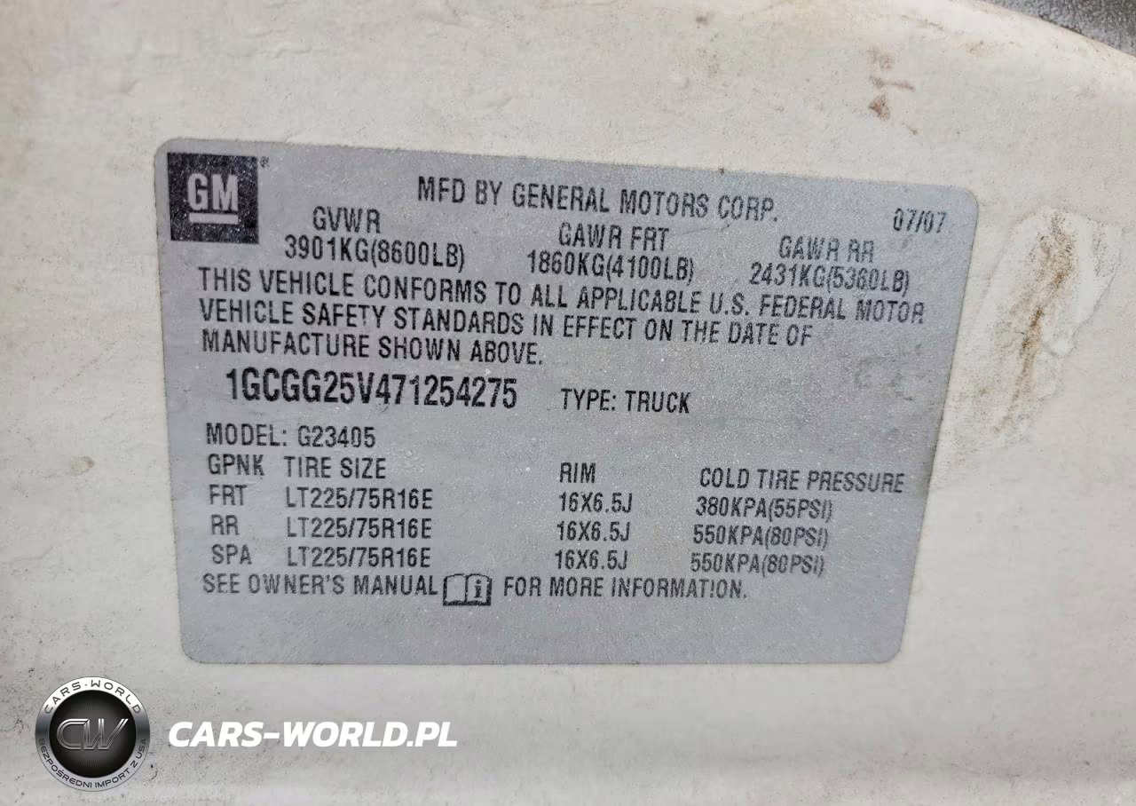 2007 Chevrolet Express G2500 VIN:1GCGG25V471254275 - 13