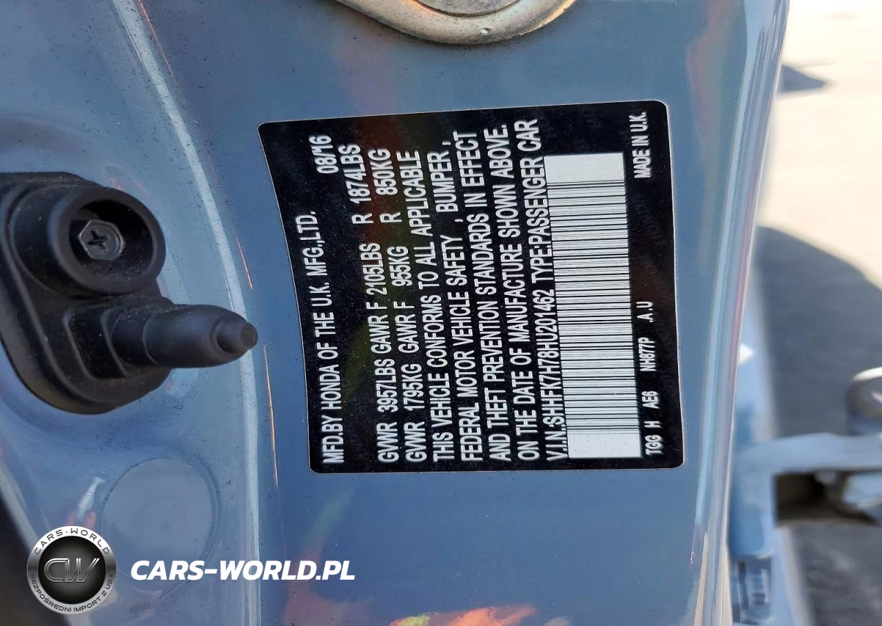 2017 Honda Civic Exl VIN:SHHFK7H78HU201462 - 12