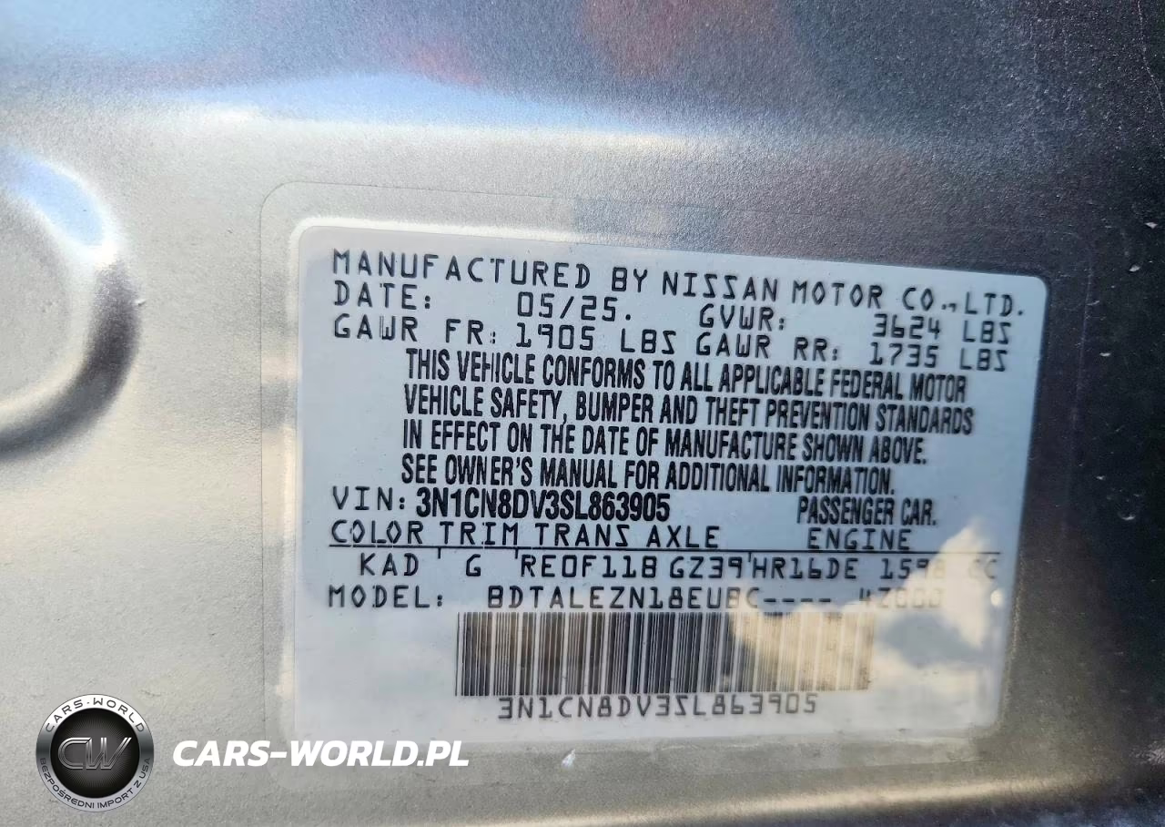 2025 Nissan Versa S VIN:3N1CN8DV3SL863905 - 12