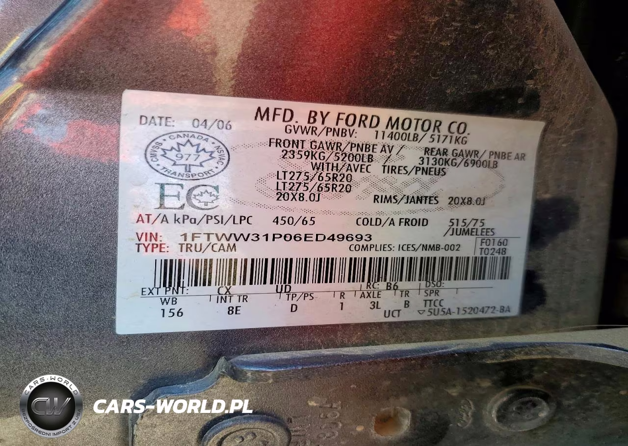 2006 Ford F350 Srw Super Duty VIN:1FTWW31P06ED49693 - 12