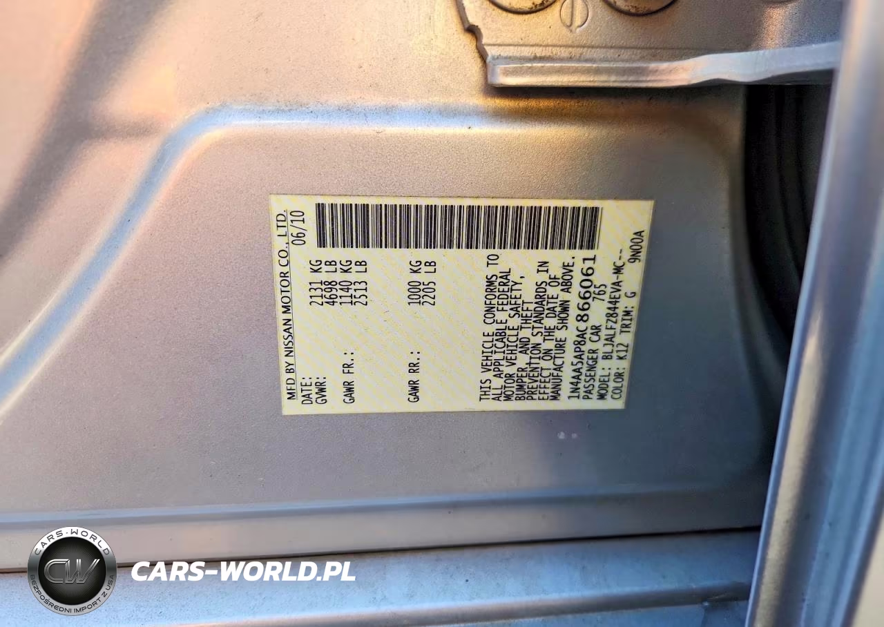 2010 Nissan Maxima 3.5 S VIN:1N4AA5AP8AC866061 - 12