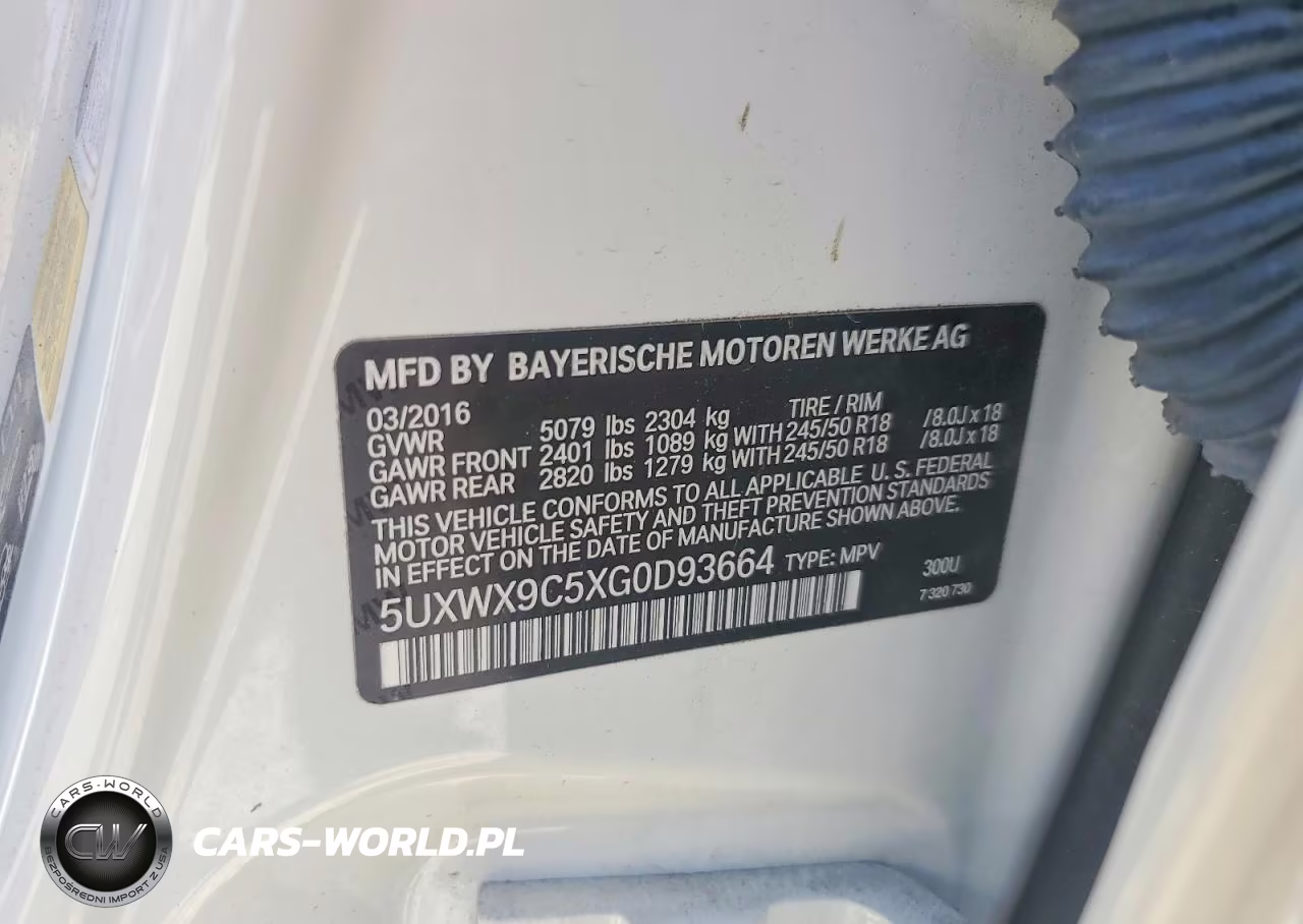 2016 BMW X3 VIN:5UXWX9C5XG0D93664 - 13