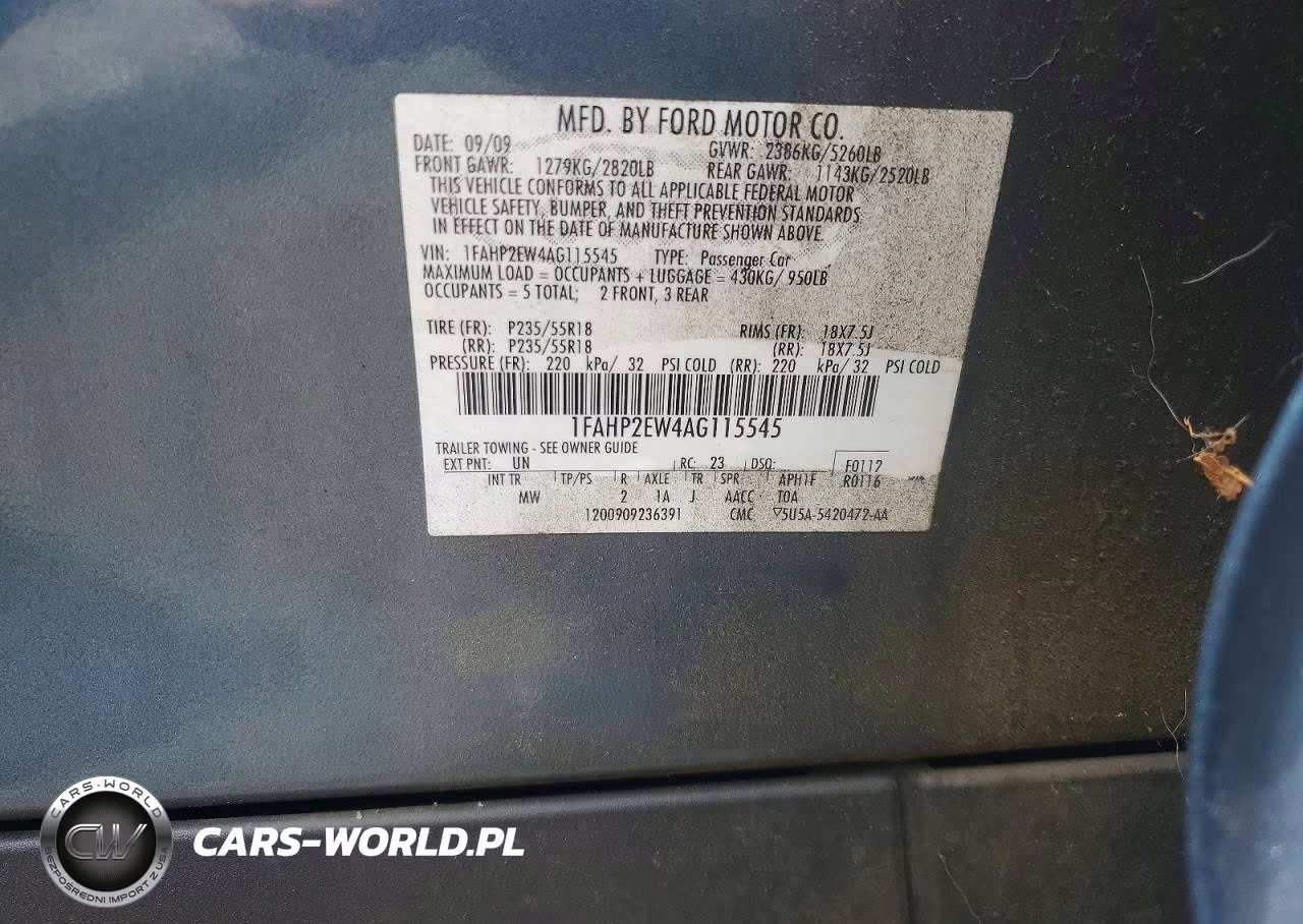 2010 Ford Taurus Sel VIN:1FAHP2EW4AG115545 - 12