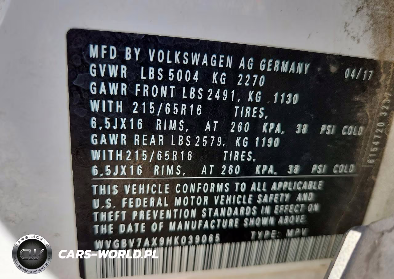 2017 Volkswagen Tiguan S VIN:WVGBV7AX9HK039065 - 13