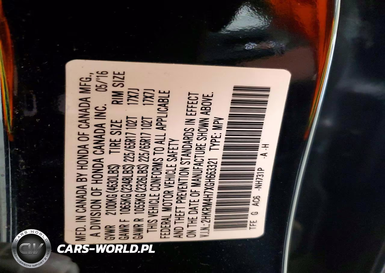 2016 Honda Cr-V Exl VIN:2HKRM4H7XGH663321 - 13