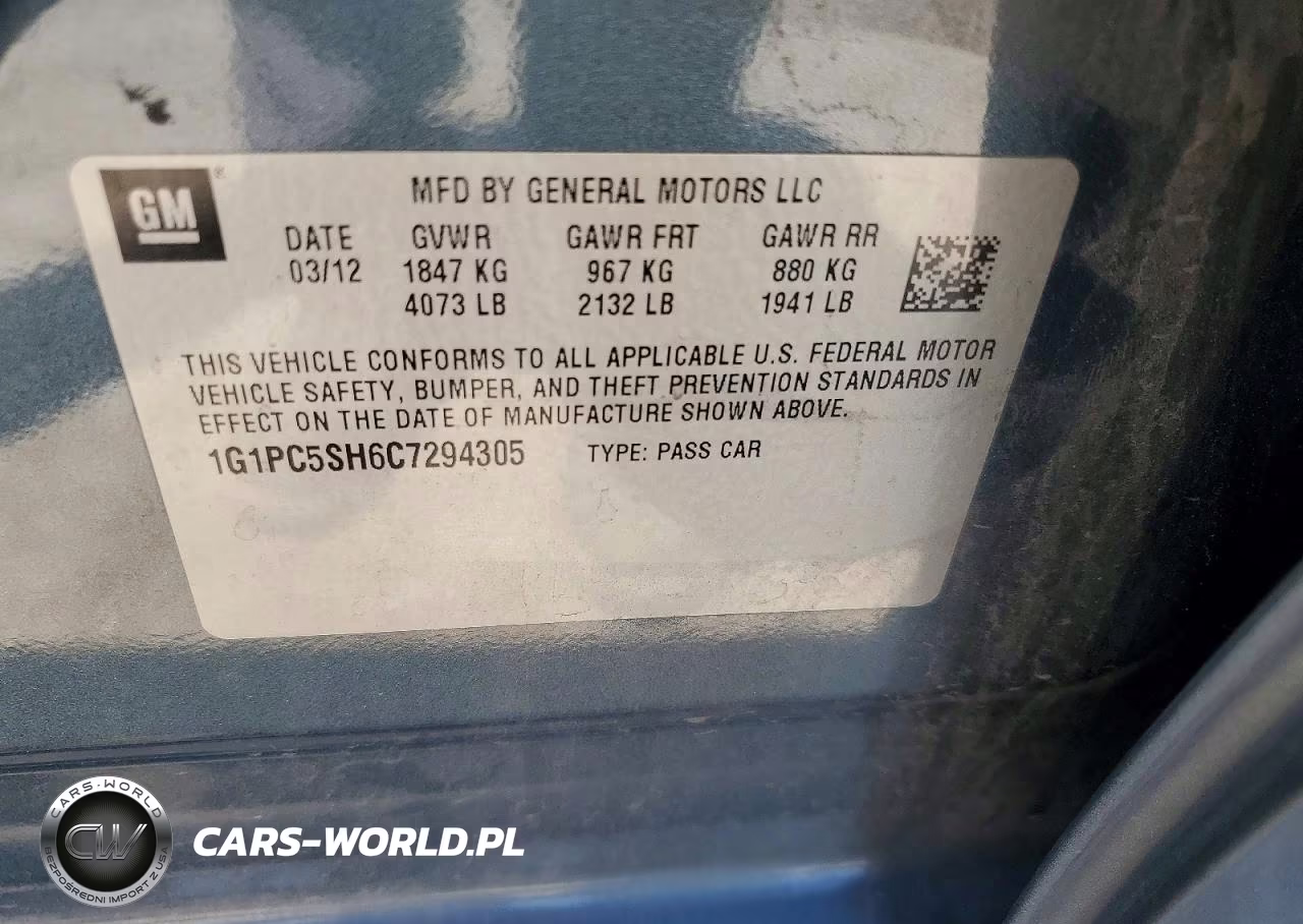 2012 Chevrolet Cruze Ls VIN:1G1PC5SH6C7294305 - 12