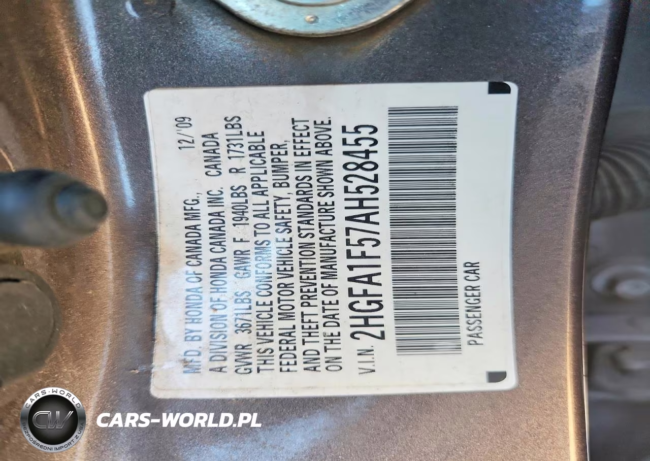 2010 Honda Civic Lx VIN:2HGFA1F57AH528455 - 12