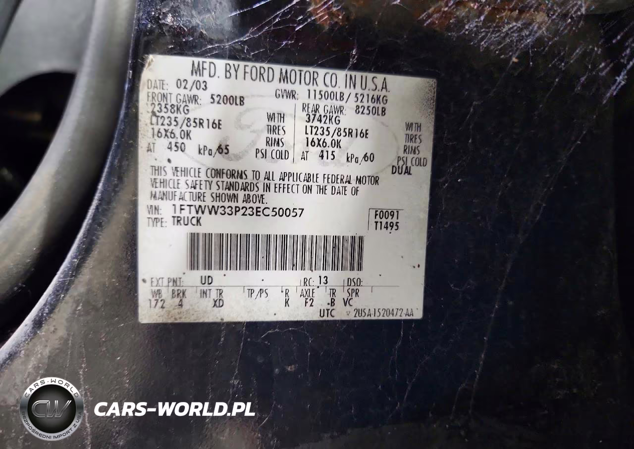 2003 Ford F350 Super Duty VIN:1FTWW33P23EC50057 - 12