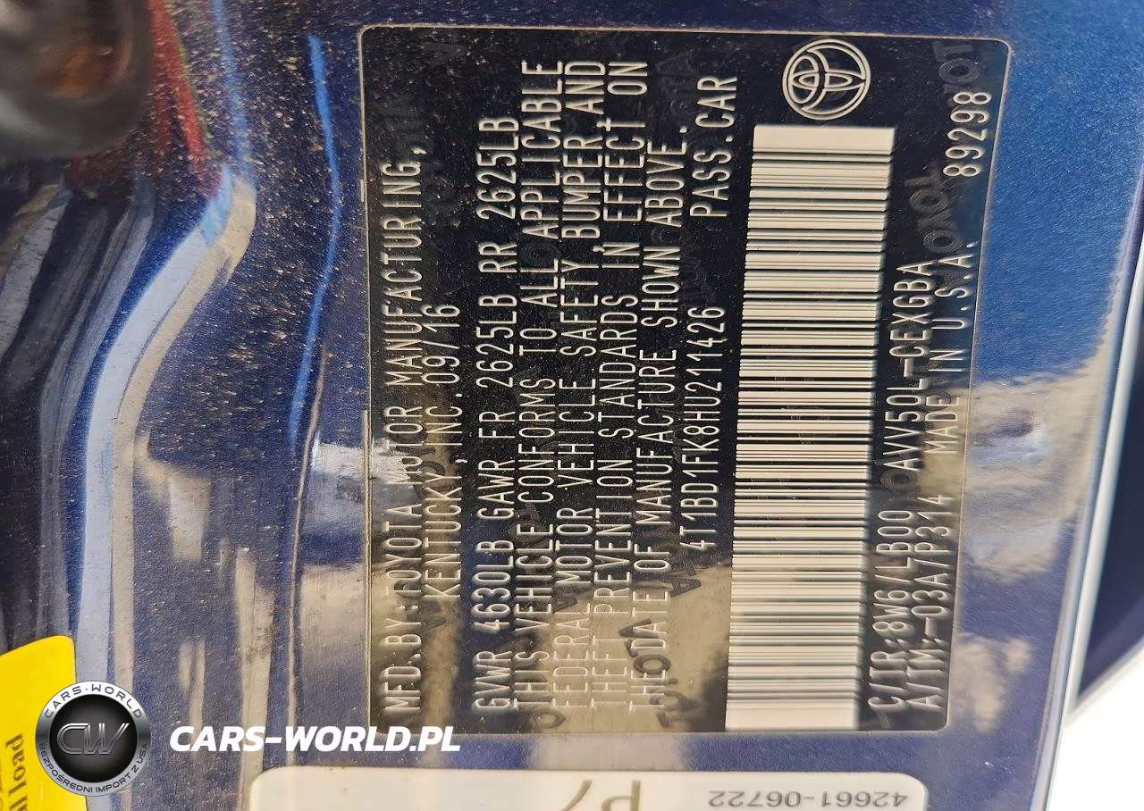 2017 Toyota Camry Hybrid Xle VIN:4T1BD1FK8HU211426 - 13