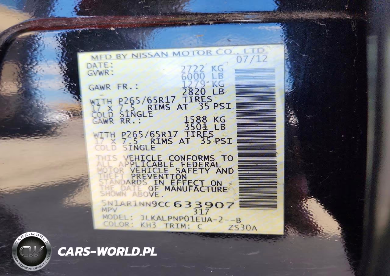 2012 Nissan Pathfinder VIN:5N1AR1NN9CC633907 - 13