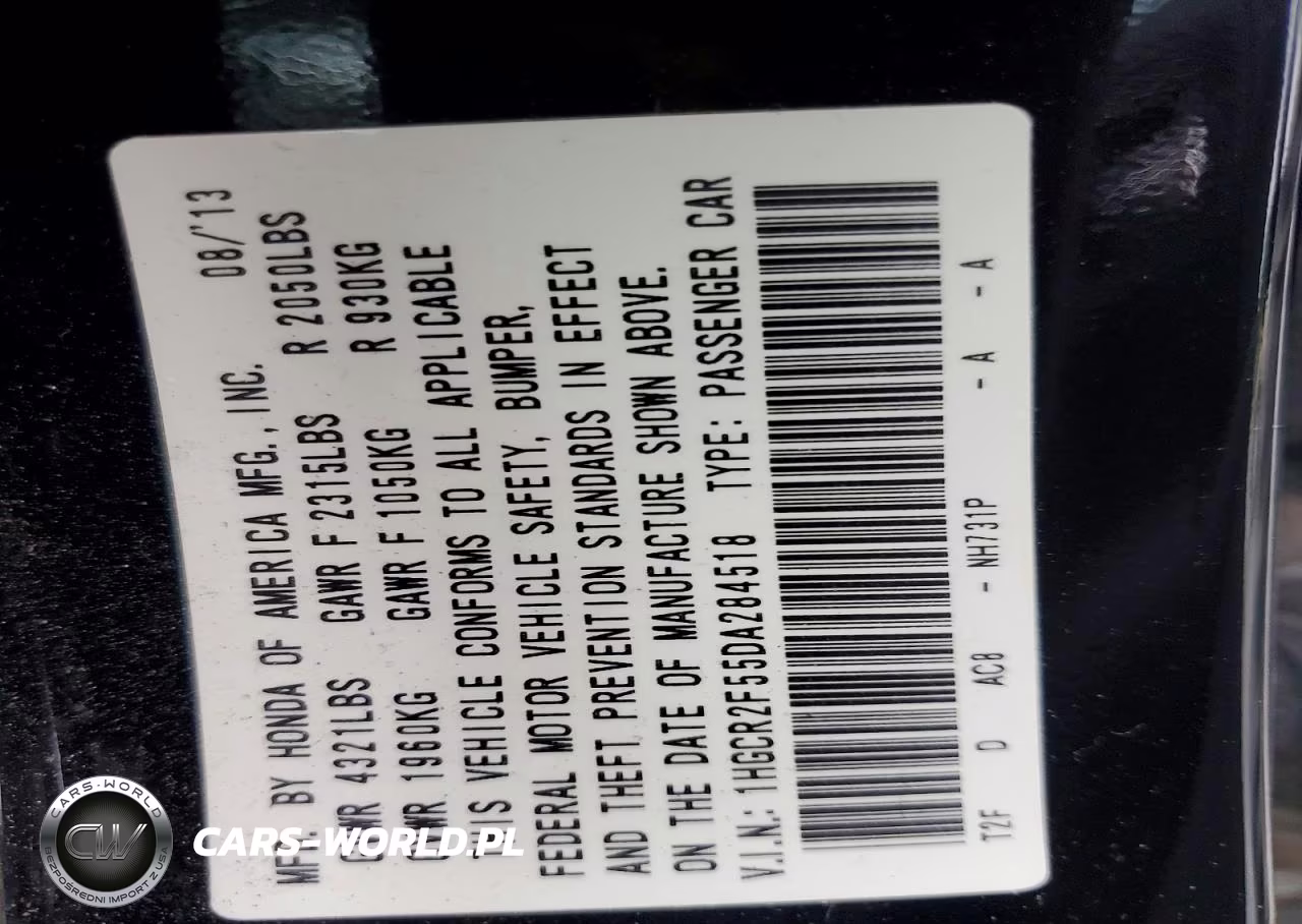 2013 Honda Accord Sport VIN:1HGCR2F55DA284518 - 12