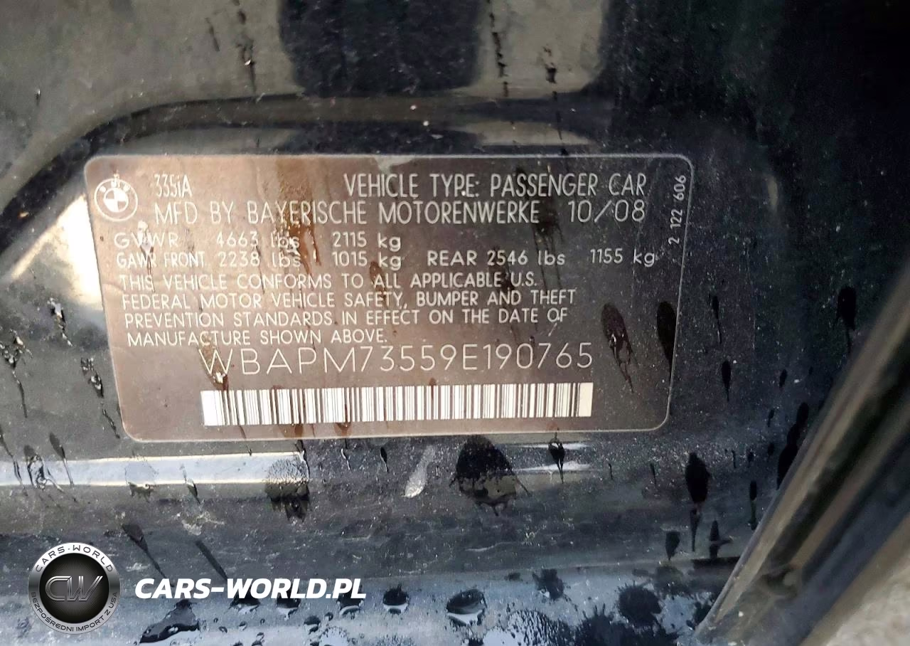 2009 BMW 335 I VIN:WBAPM73559E190765 - 12