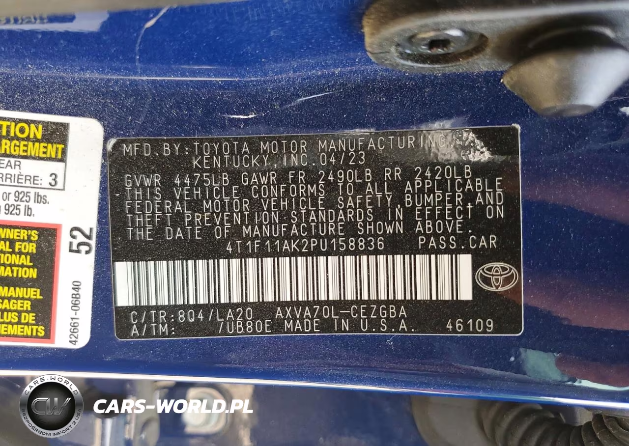 2023 Toyota Camry Xle VIN:4T1F11AK2PU158836 - 12