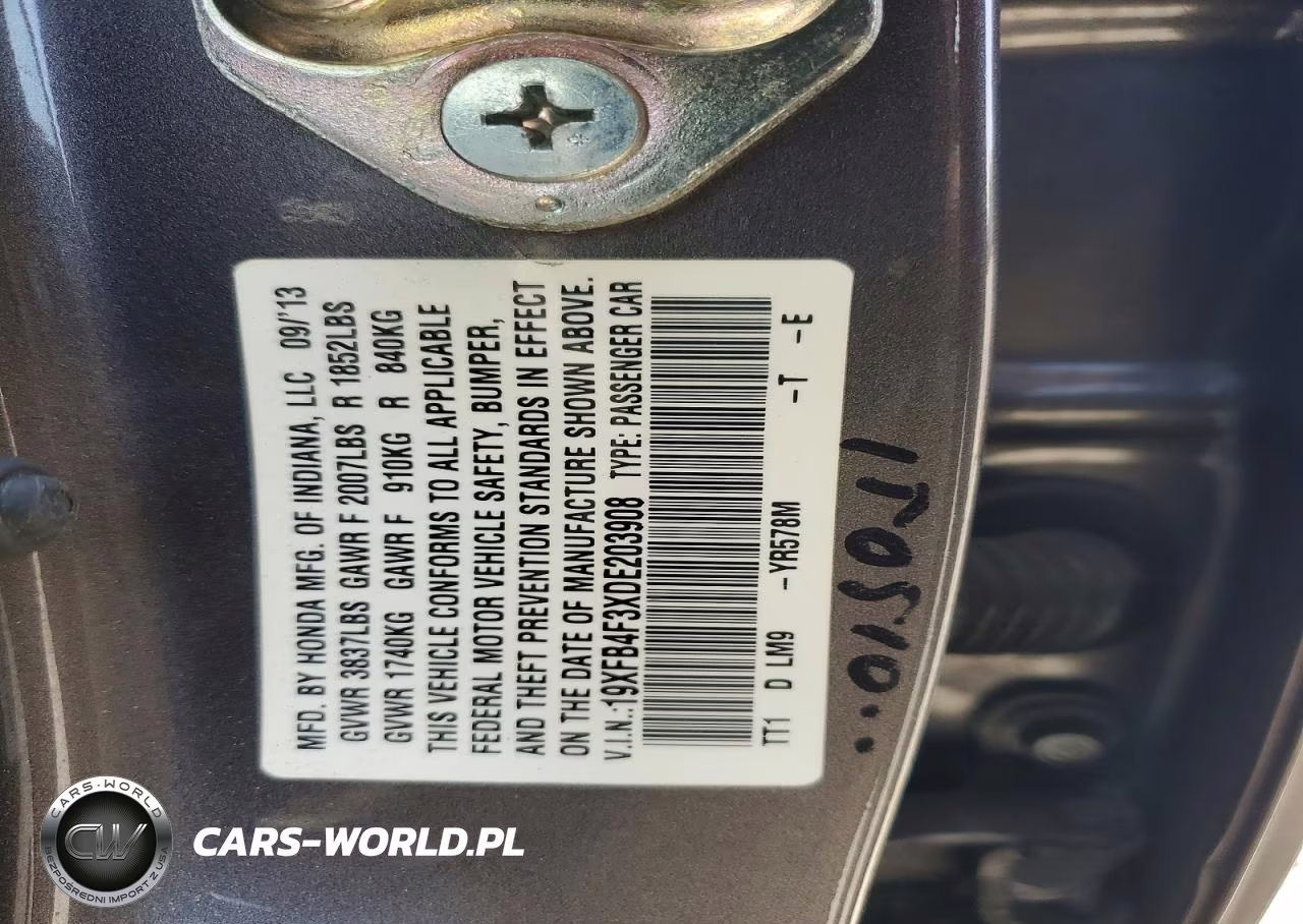 2013 Honda Civic Hybrid L VIN:19XFB4F3XDE203908 - 12